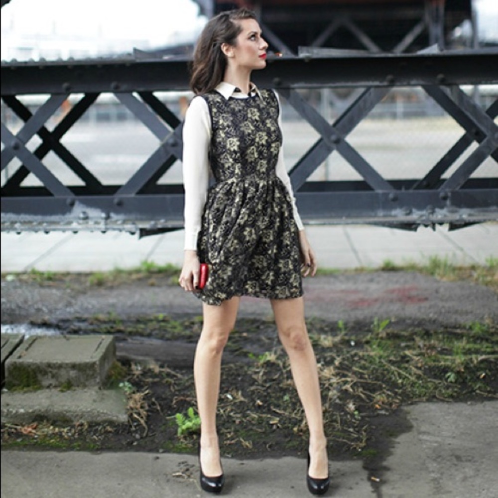 Sam & Lavi Metallic Lace Dress